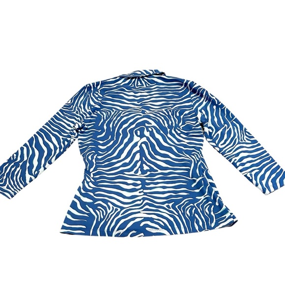 J. McLaughlin• blue zebra print top size small - Picture 2 of 13